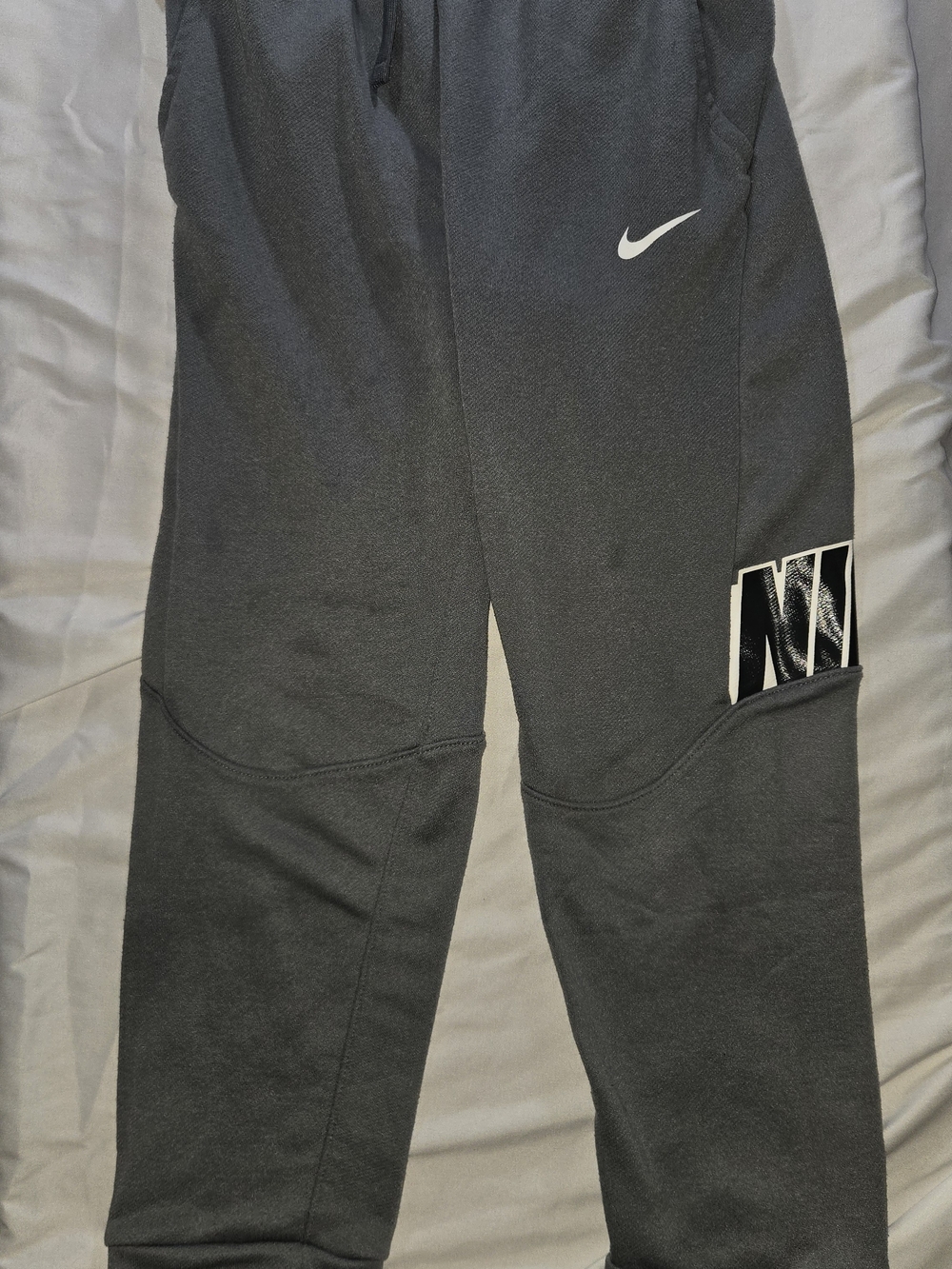 Nike Kids Dark Gray Jogger Sweatpants with White Swoosh